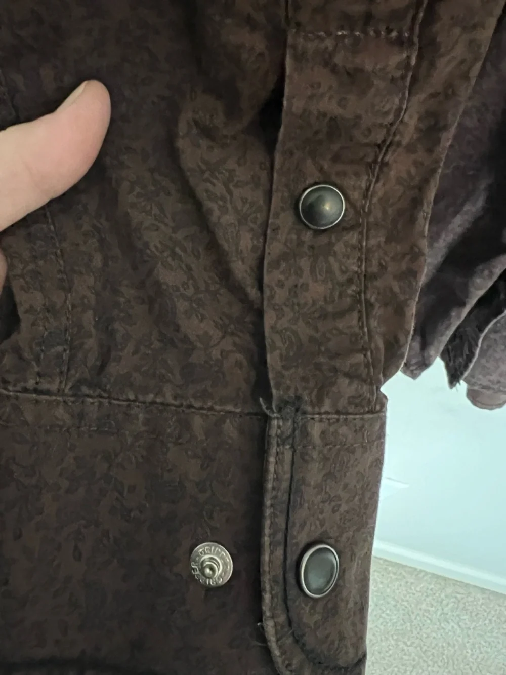⭐️ Panhandle Rough Stock Printed Brown Long-Sleeve Snap Down Shirt Size XL
